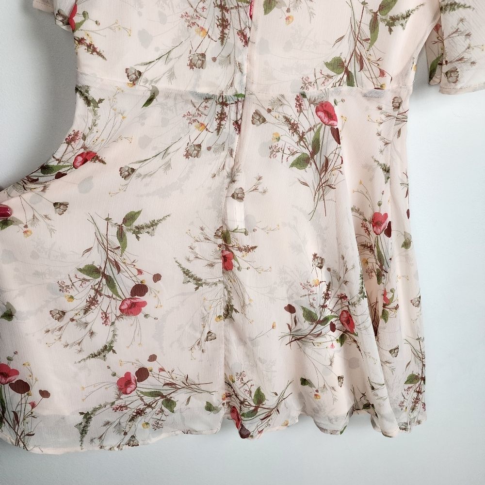 NWT Bobeau Rose Floral Chiffon Midi Dress Pink XL Romantic Coquette Boho - Picture 13 of 16